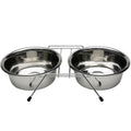 Heim Double bowl stand with chrome steel bowls