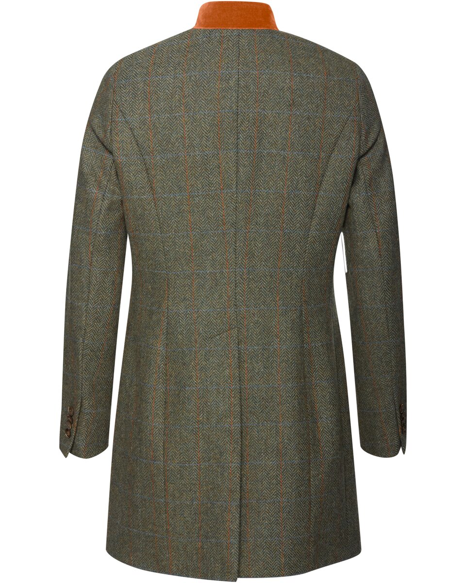 Reitmayer Tweed frock coat with velvet details (Olive/orange)