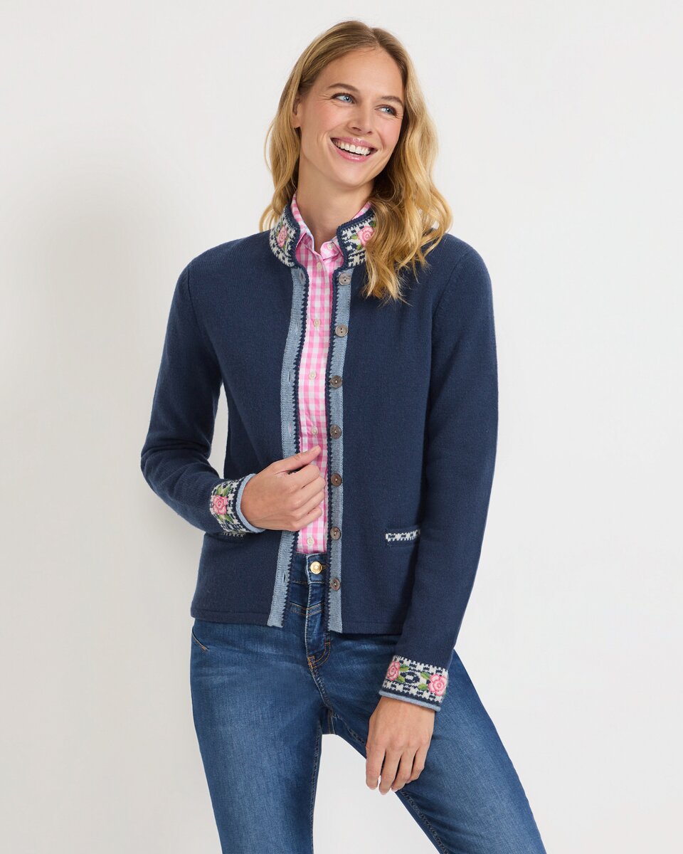 Reitmayer Cardigan with jacquard pattern (Blue)