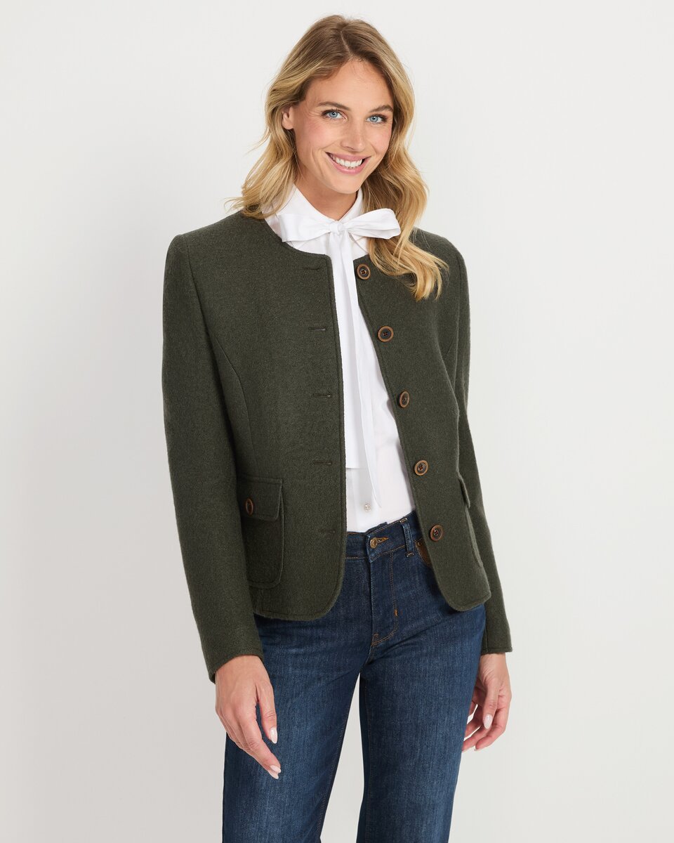 Highmoor Short boiled wool jacket (Olive)