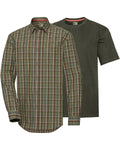 Wald & Forst Set of hunting shirt with t-shirt (Olive checkered)