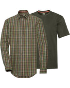 Wald & Forst Set of hunting shirt with t-shirt (Olive checkered)