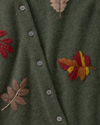 Highmoor Cardigan with leaf embroidery (Olive)