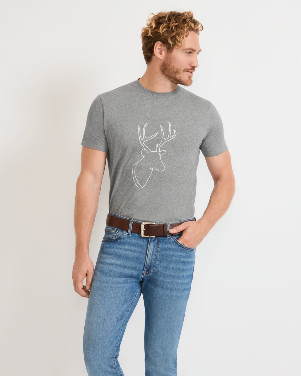 Reitmayer T-shirt with deer print (Gray melange)