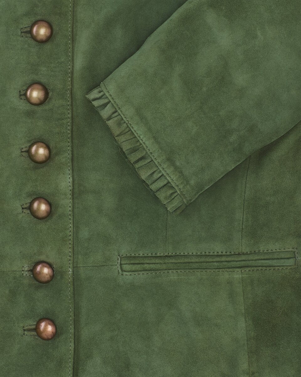Reitmayer Leather jacket with ruffles (Green)