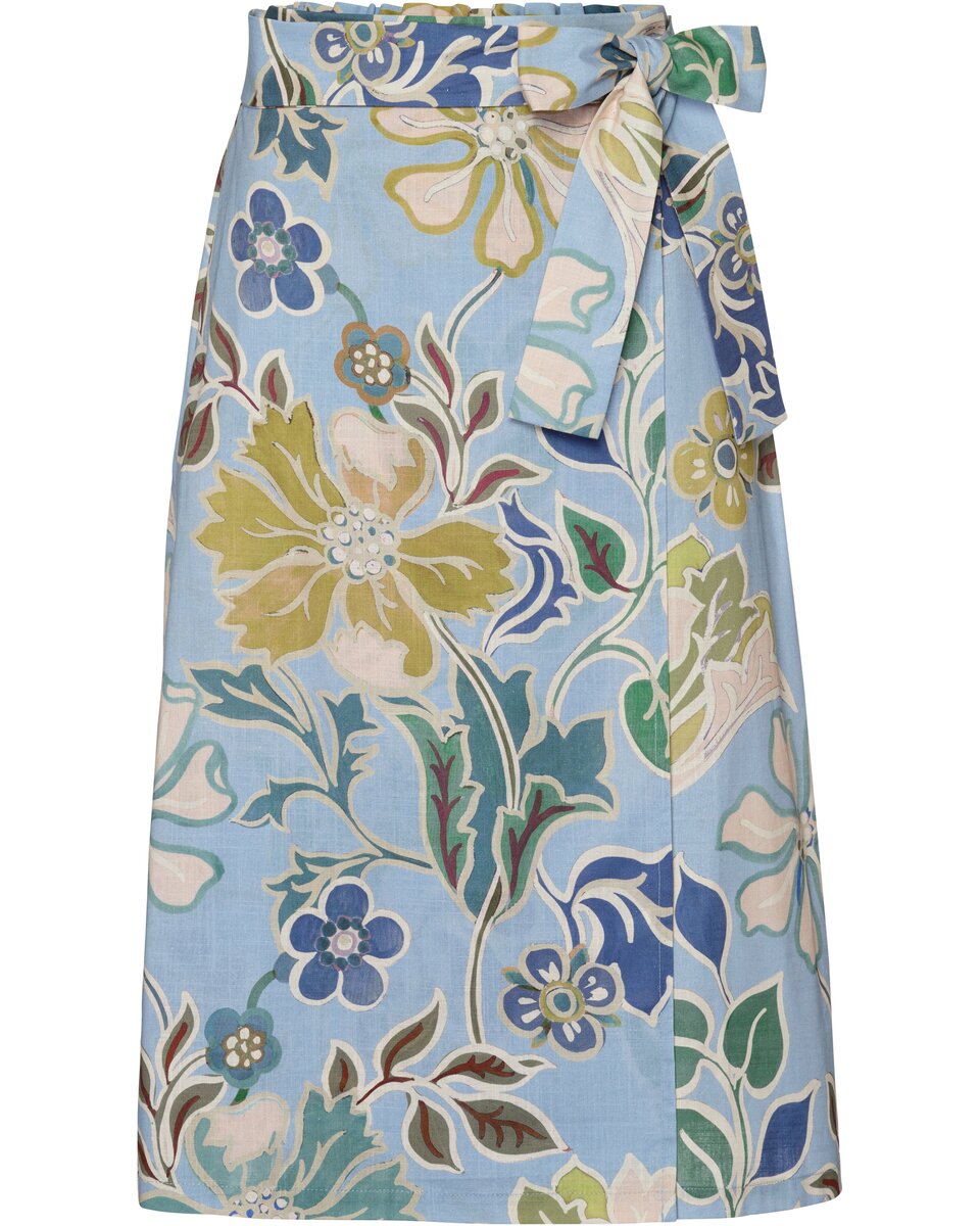 Highmoor Skirt with tie belt (Blue/Flowers)