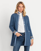 Reitmayer Long cardigan with jacquard pattern (Medium blue)