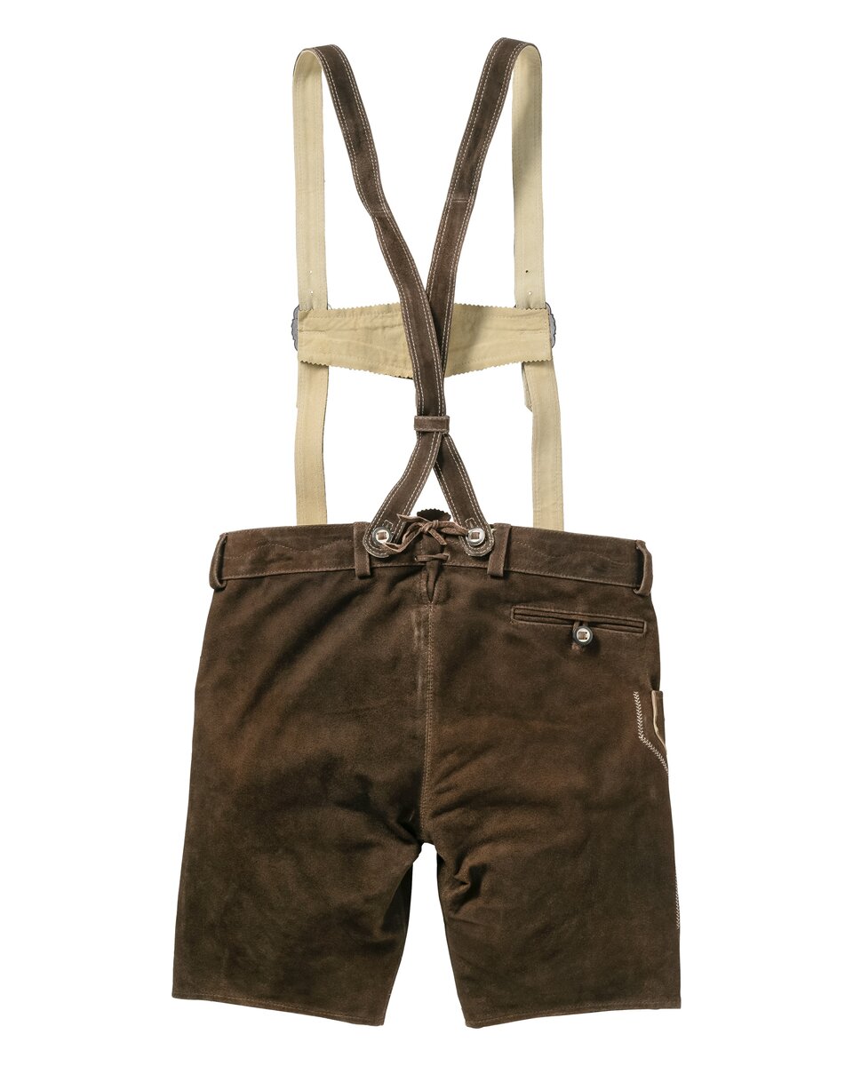 Luis Steindl Short leather trousers with suspenders (Dark brown)