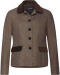 Highmoor Herringbone jacket with velvet details (Beige/Brown)