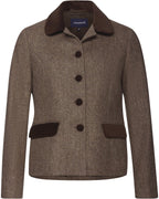 Highmoor Herringbone jacket with velvet details (Beige/Brown)