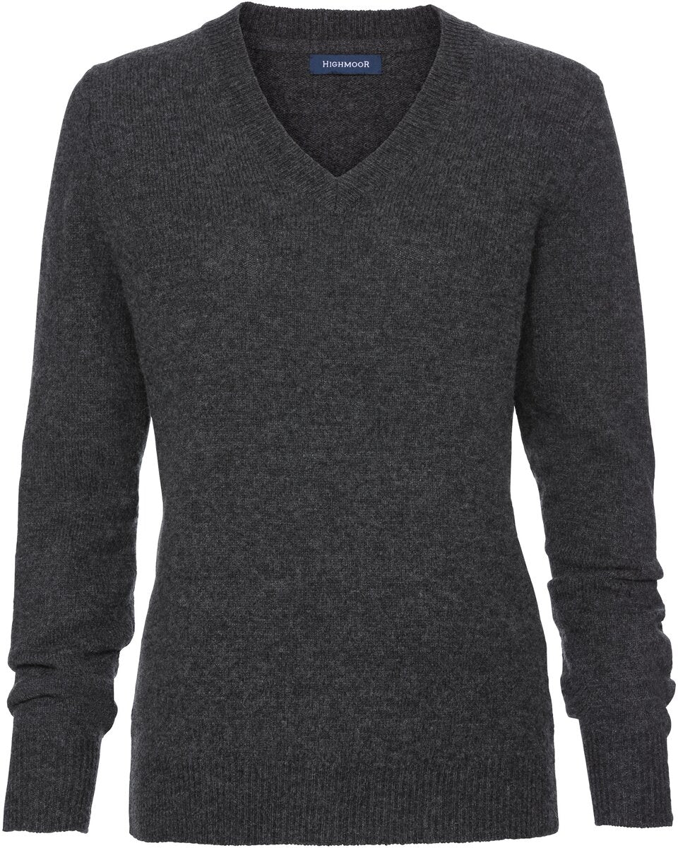 Highmoor V-neck sweater made of lambswool (Anthracite)