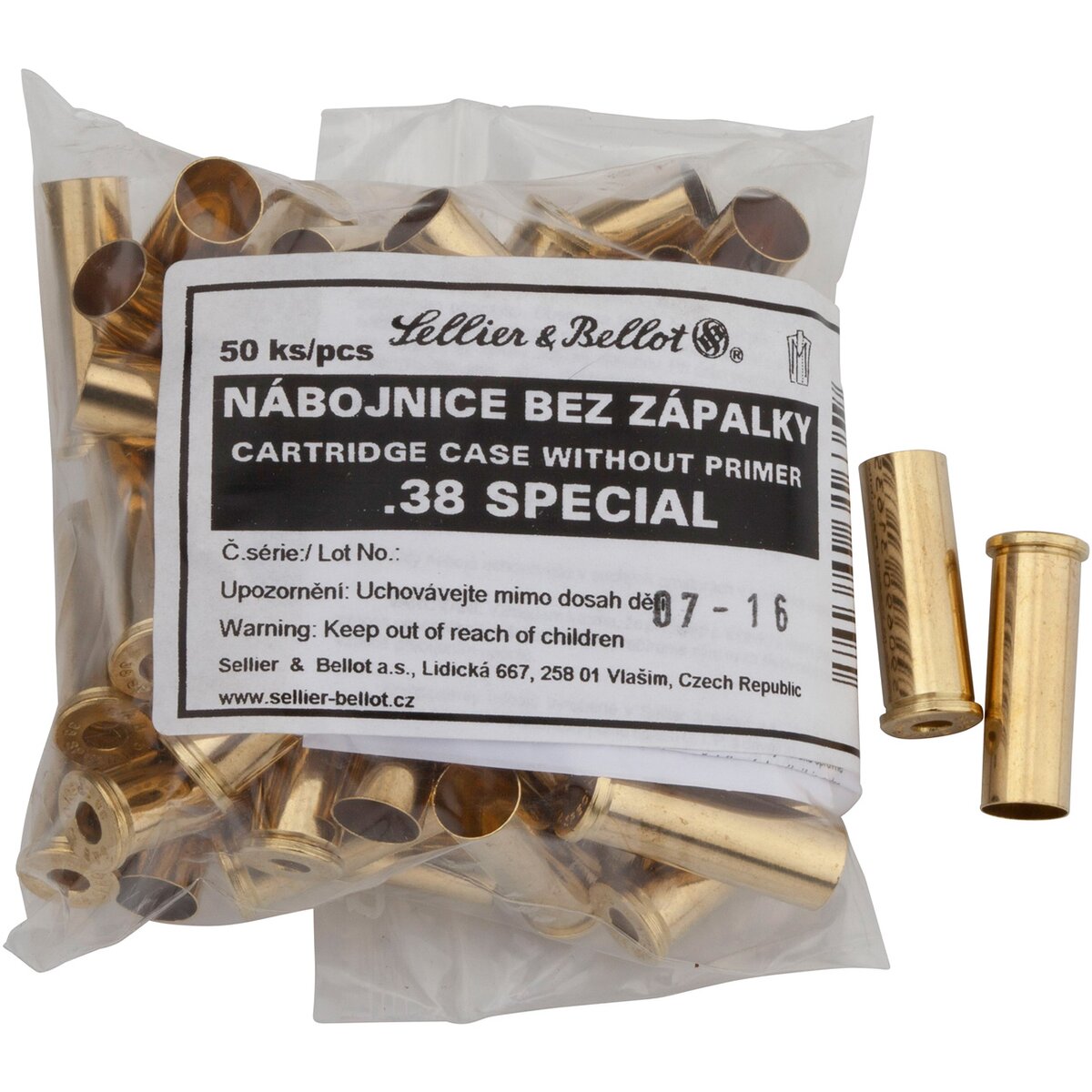 Sellier & Bellot Cases .38 Special (Caliber .38 Spec) — Pack of 50 pcs