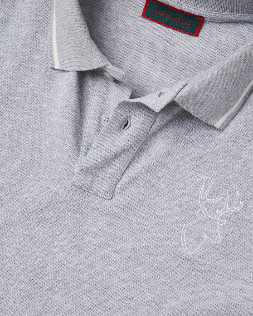 Reitmayer Piqué polo shirt with deer (Gray melange)