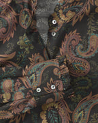Reitmayer Stand-up collar blouse with paisley pattern (Black green)