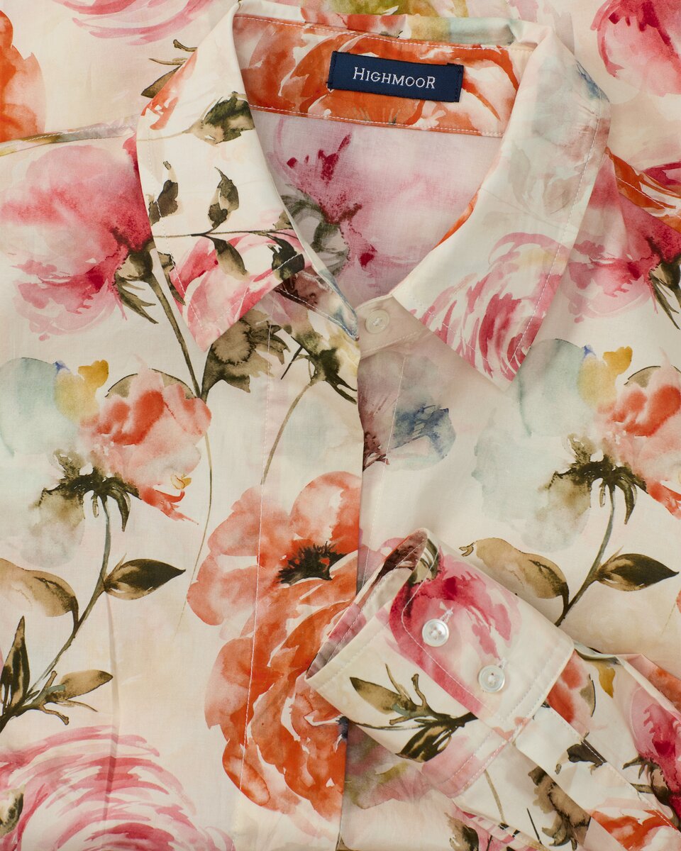 Highmoor Blouse with rose print (Cream/Pink)