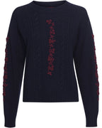 Reitmayer Sweater with floral embroidery (Dark blue)