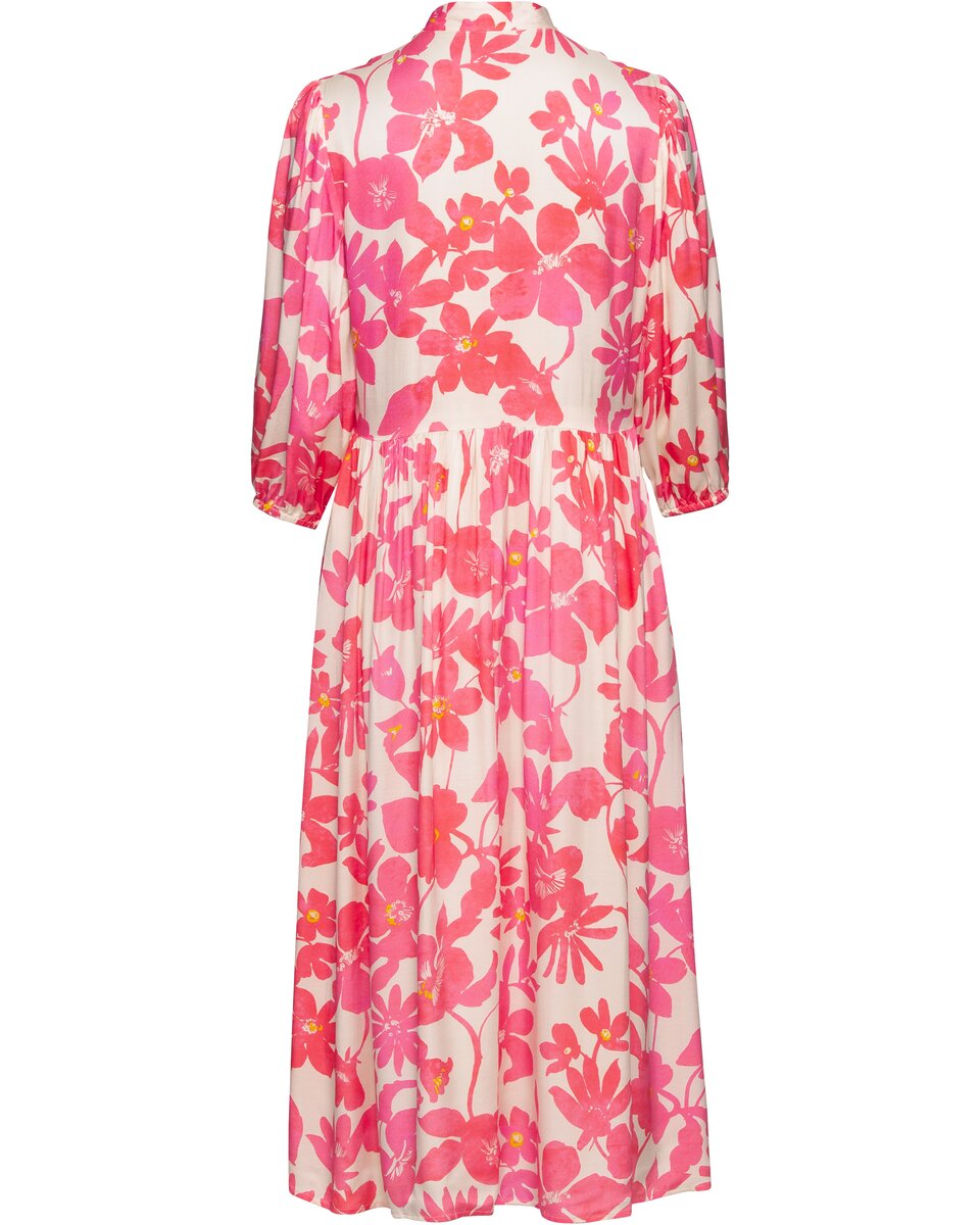 Reitmayer Floral dress with stand-up collar (White/Pink)