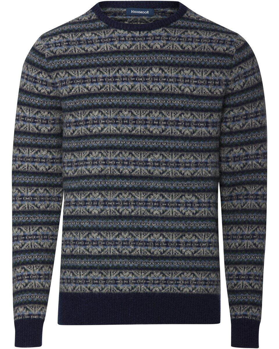 Highmoor Jacquard sweater (Navy/Green)