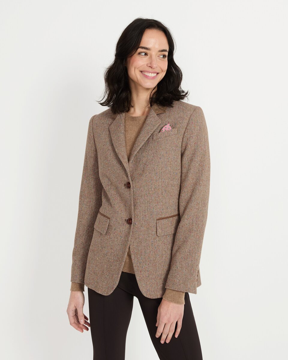 Reitmayer Herringbone blazer with corduroy collar (Brown beige)