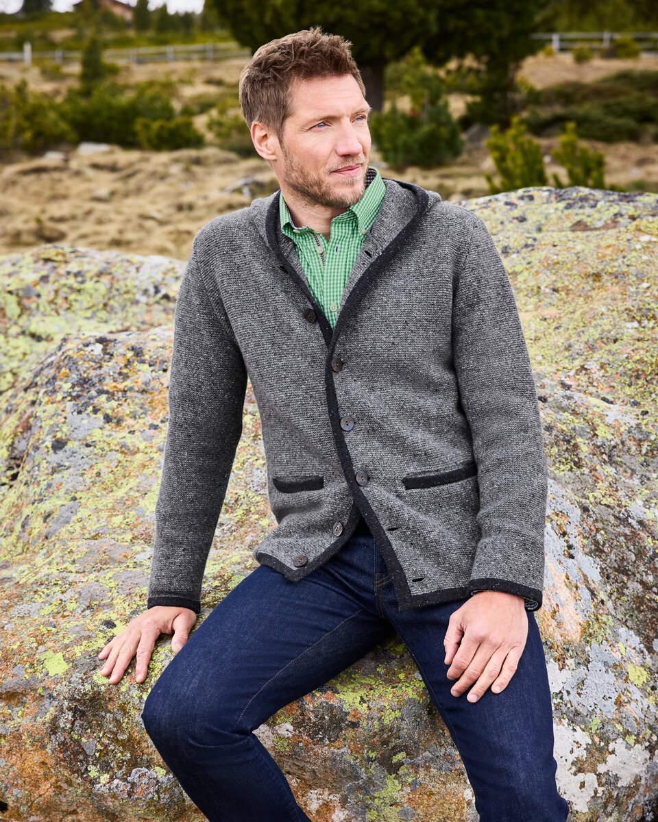 Reitmayer Cardigan with hood (Grey melange)