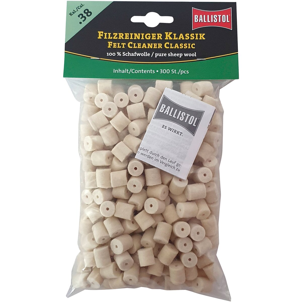 BALLISTOL Felt cleaner classic (Cal. .38, 300 pieces)
