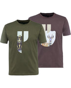 Parforce Double pack of T-shirts Boar+Buck (Olive/brown)