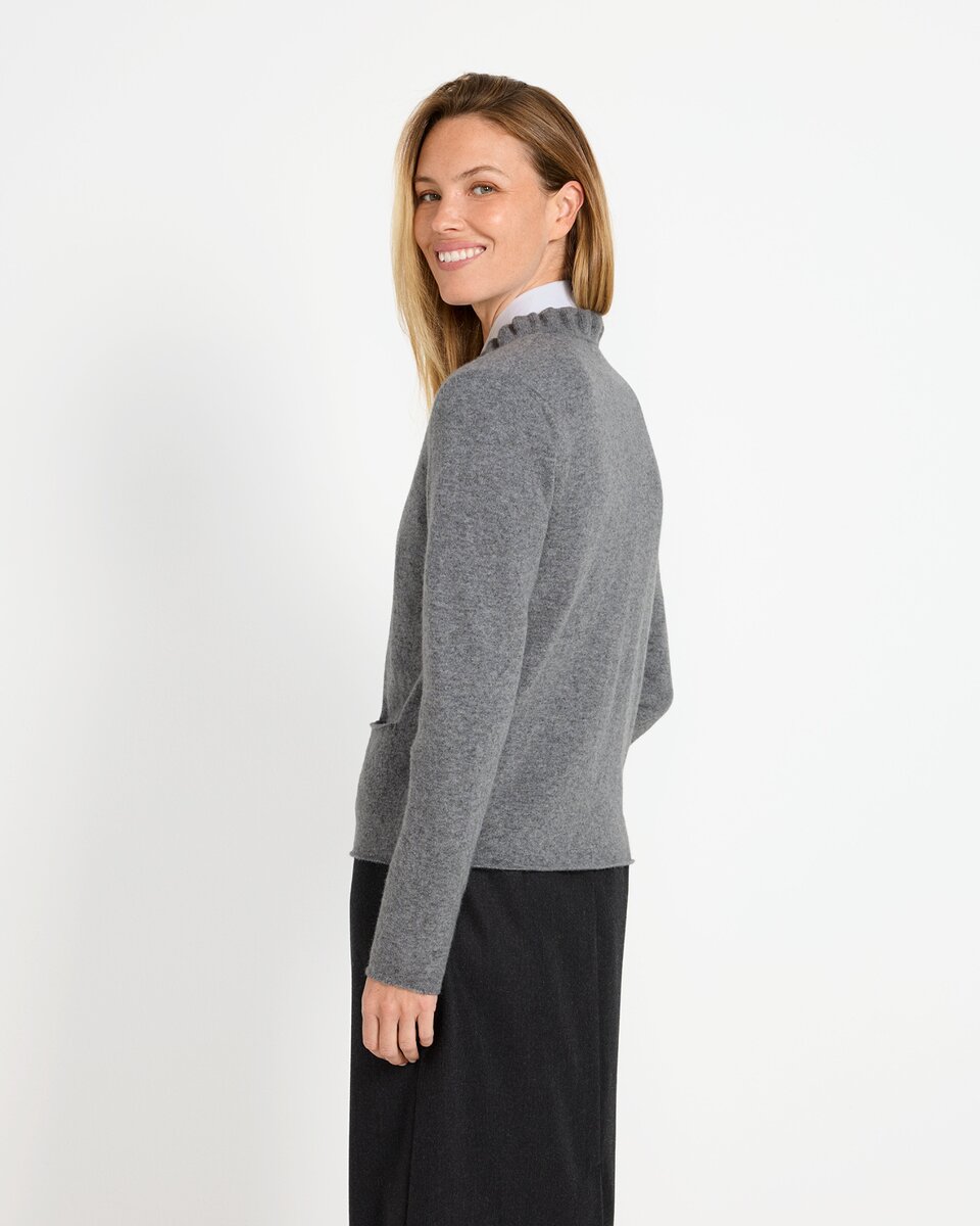 Luis Steindl Cardigan with ruffle collar (Gray melange)