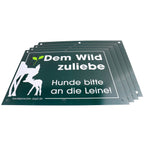 Waidgerechte Jagd Please keep dogs on a leash sign – pack of 4