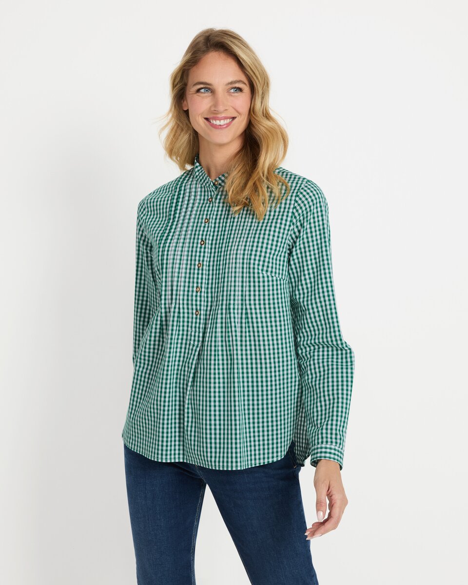 Luis Steindl Slip-on blouse with Vichy check (Green white)