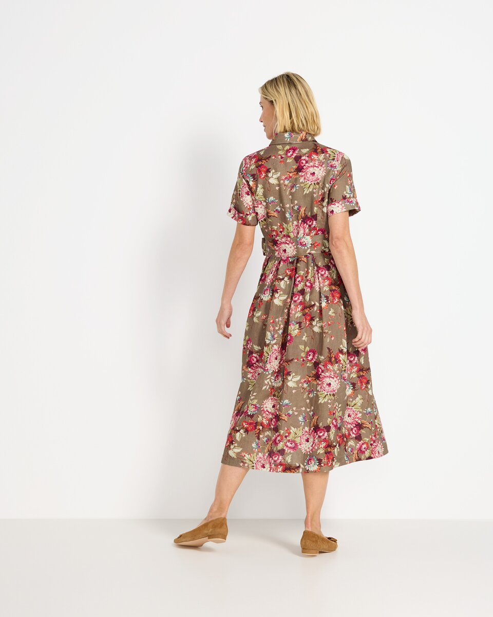 Highmoor Linen dress (Taupe/pink)