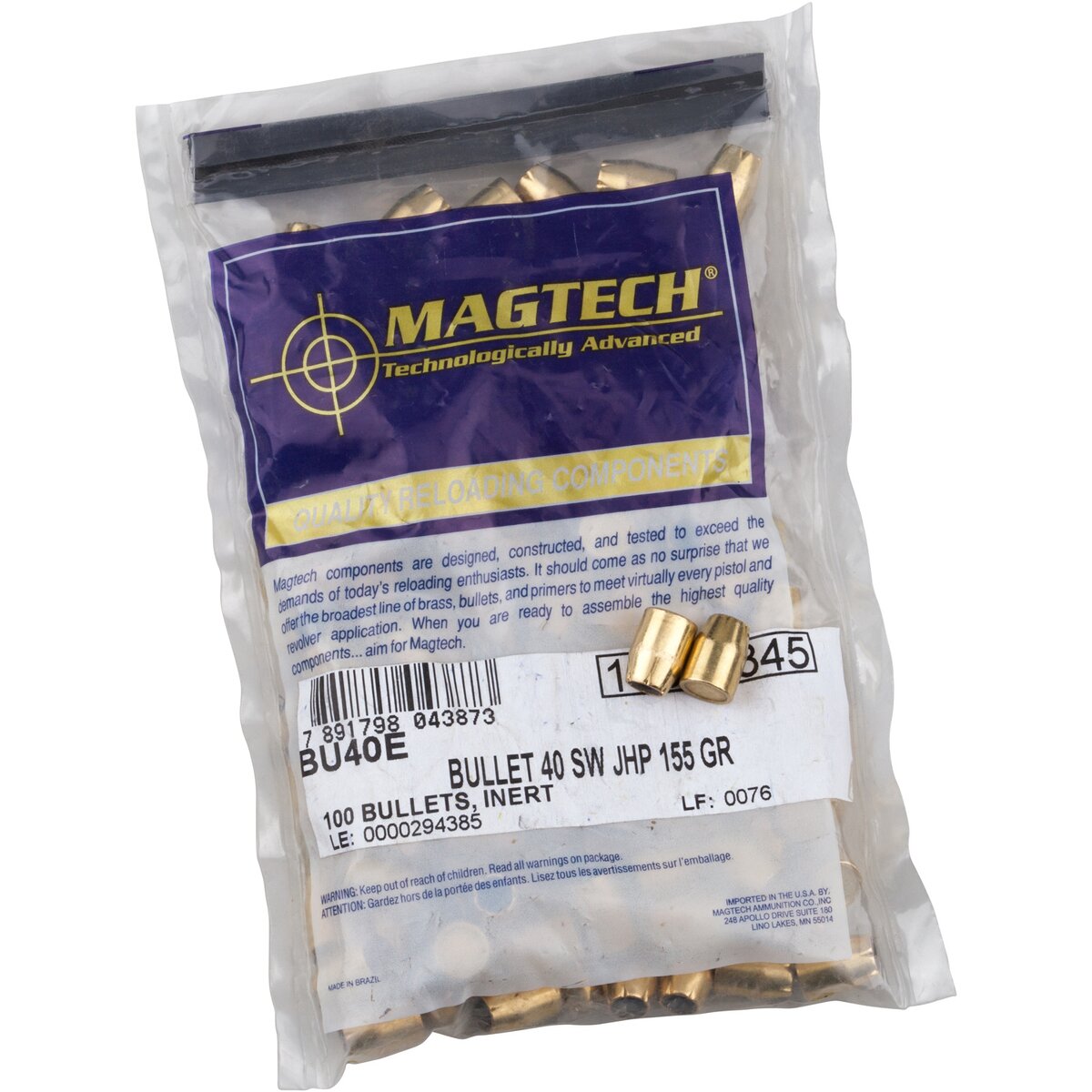 Magtech Bullets .400 10.0g/155grs. Tlm HP (Caliber .400 (10 mm )) — Pack of 100 pcs