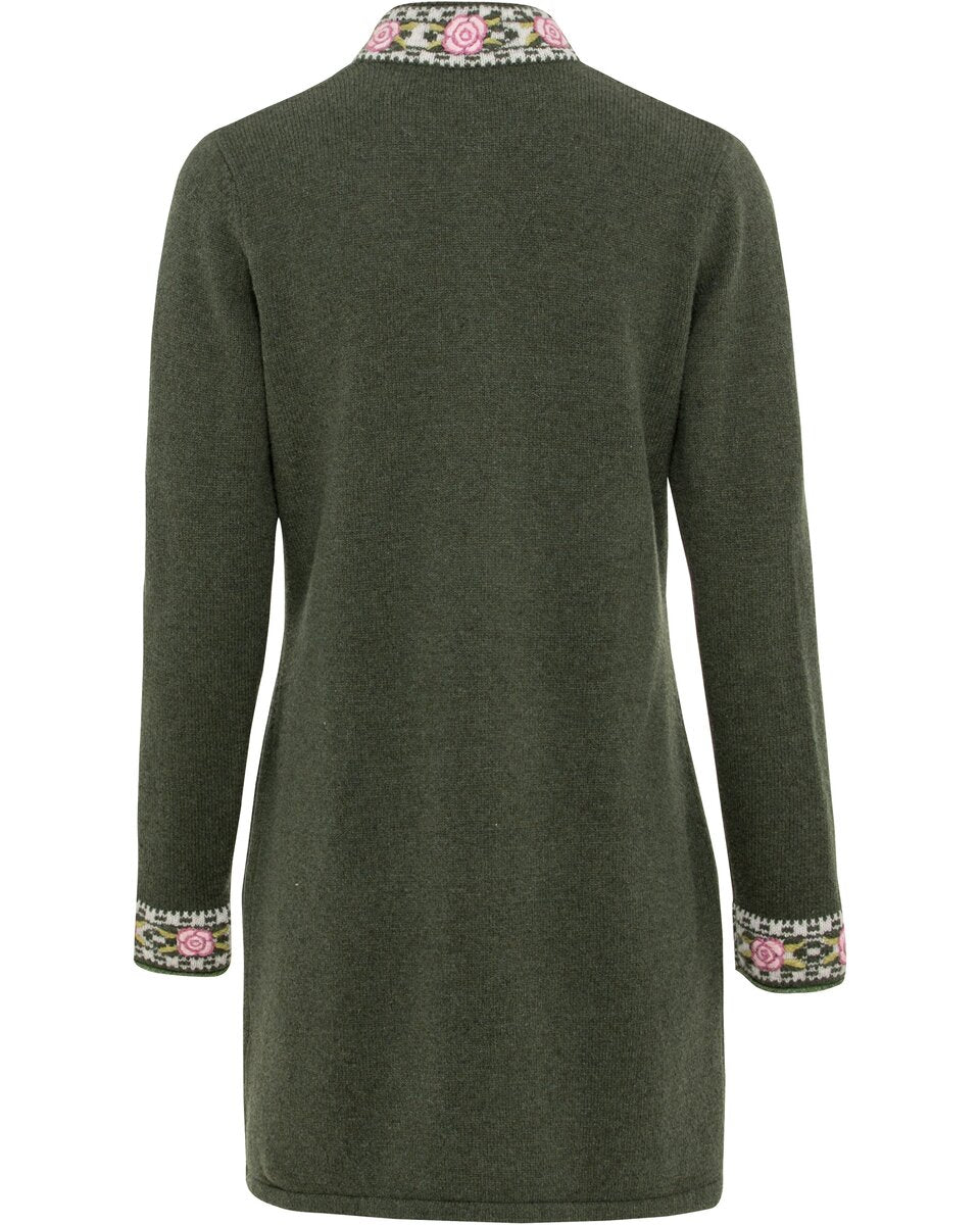 Reitmayer Long cardigan with jacquard pattern (Olive)