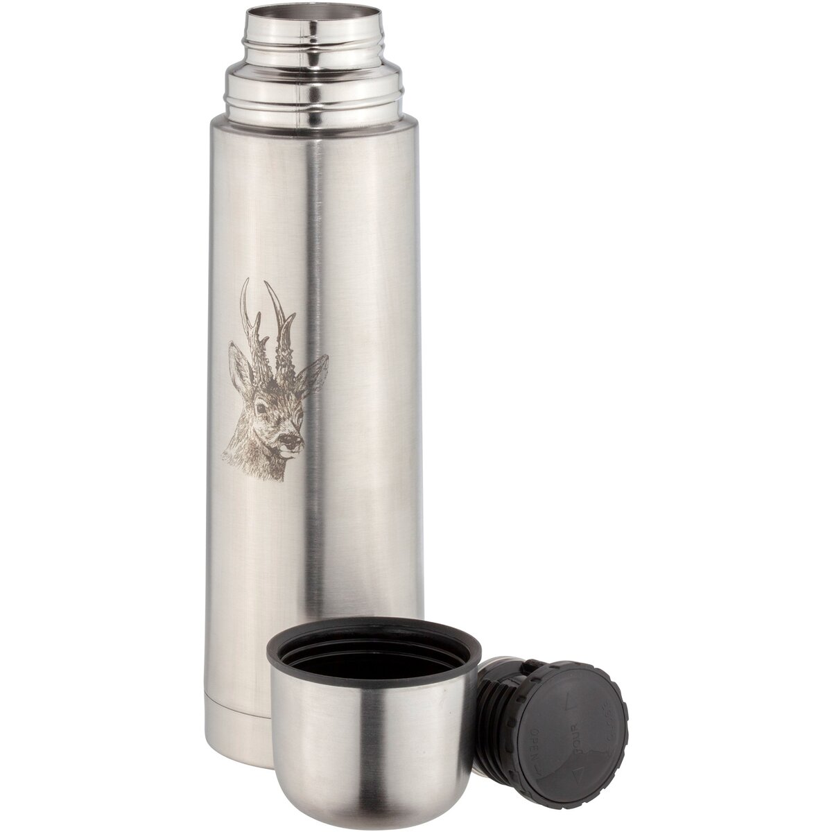 BEIER Stainless steel insulated bottle with animal motif, 700 ml (Roebuck)