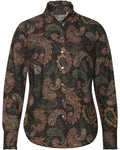 Reitmayer Stand-up collar blouse with paisley pattern (Black green)