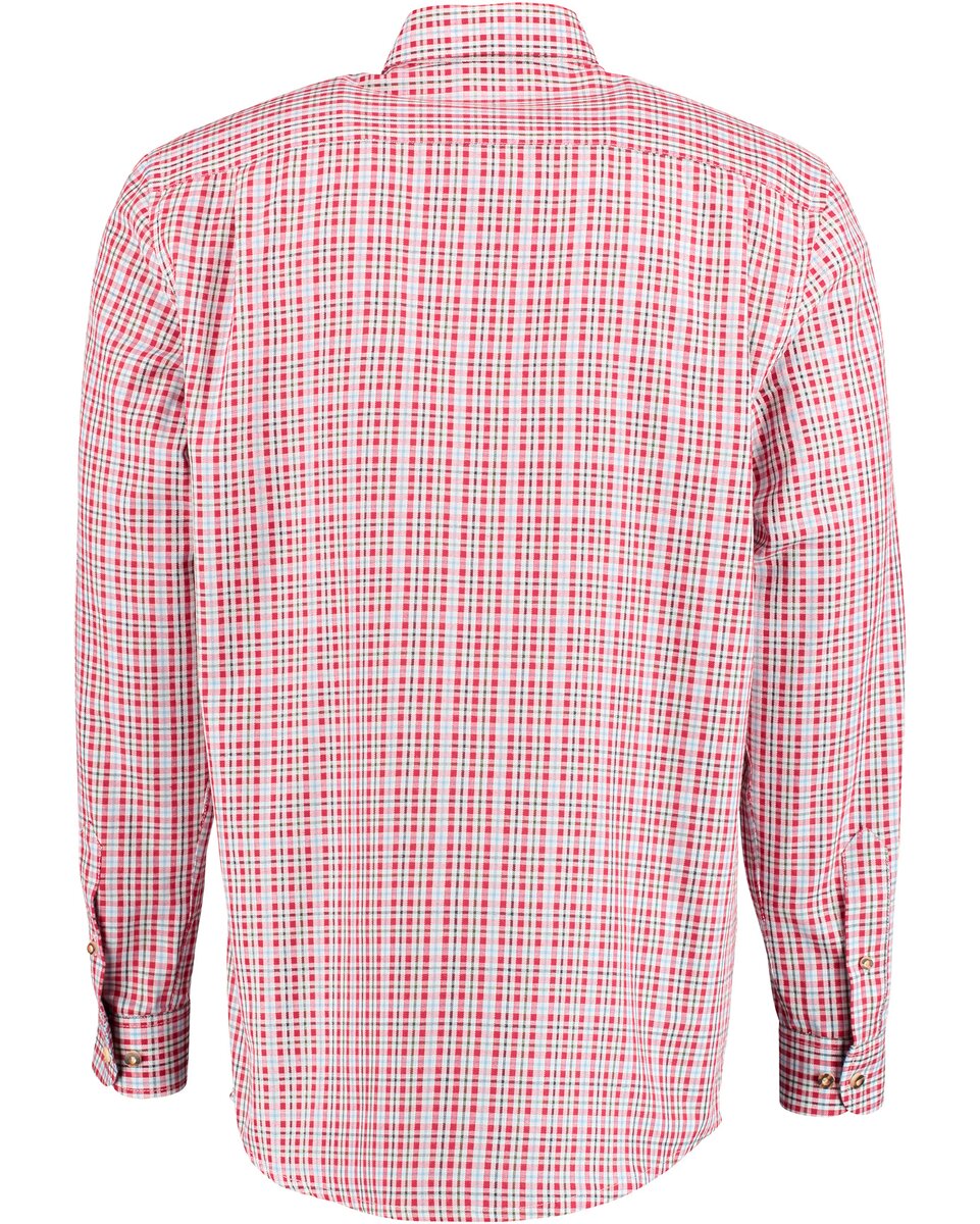 Luis Steindl Long-sleeved checked shirt (Red/Olive)