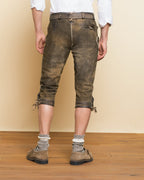 Luis Steindl Knee-length leather trousers with belt (Brown)