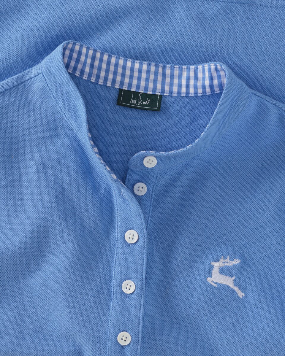 Luis Steindl Piqué shirt with gingham check details (Light Blue)