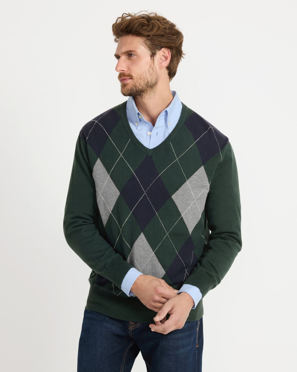 Highmoor Argyle sweater (Navy/Green)