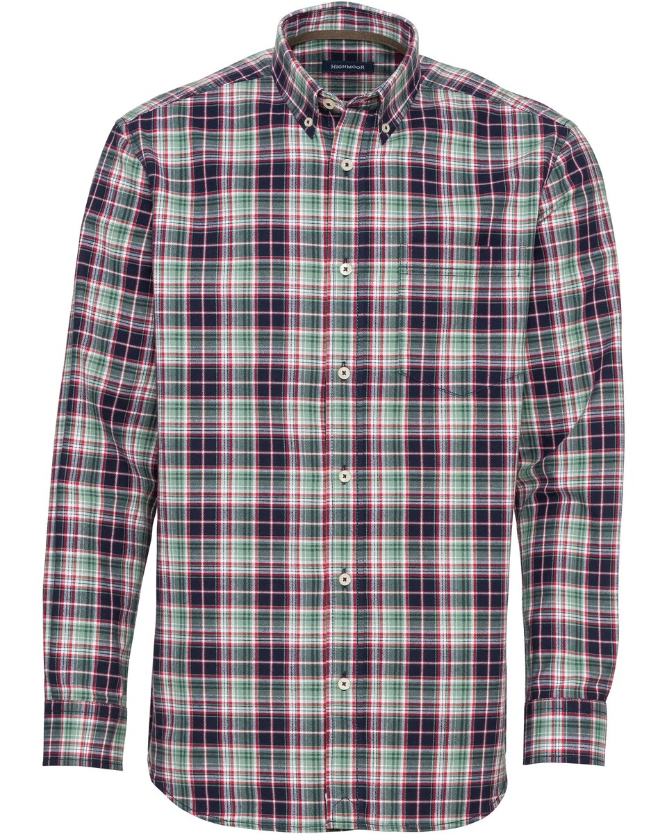 Highmoor Set: V-neck sweater & checked shirt (Marine)