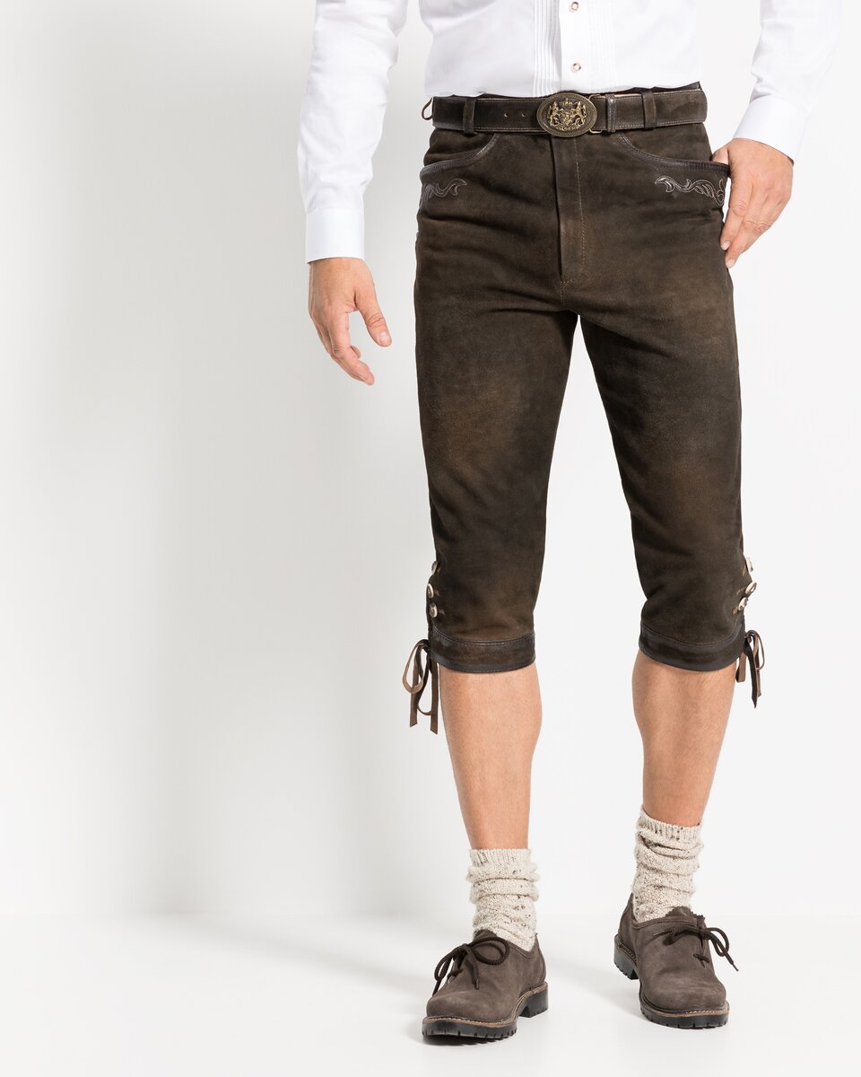 Luis Steindl Knee-length leather trousers (Brown)