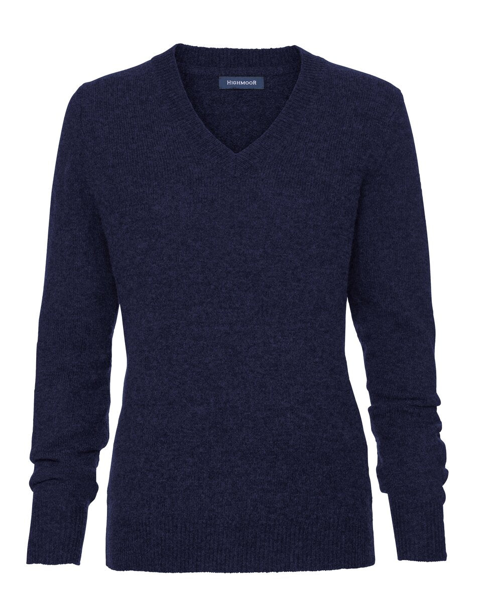 Highmoor V-neck sweater made of lambswool (Marine)