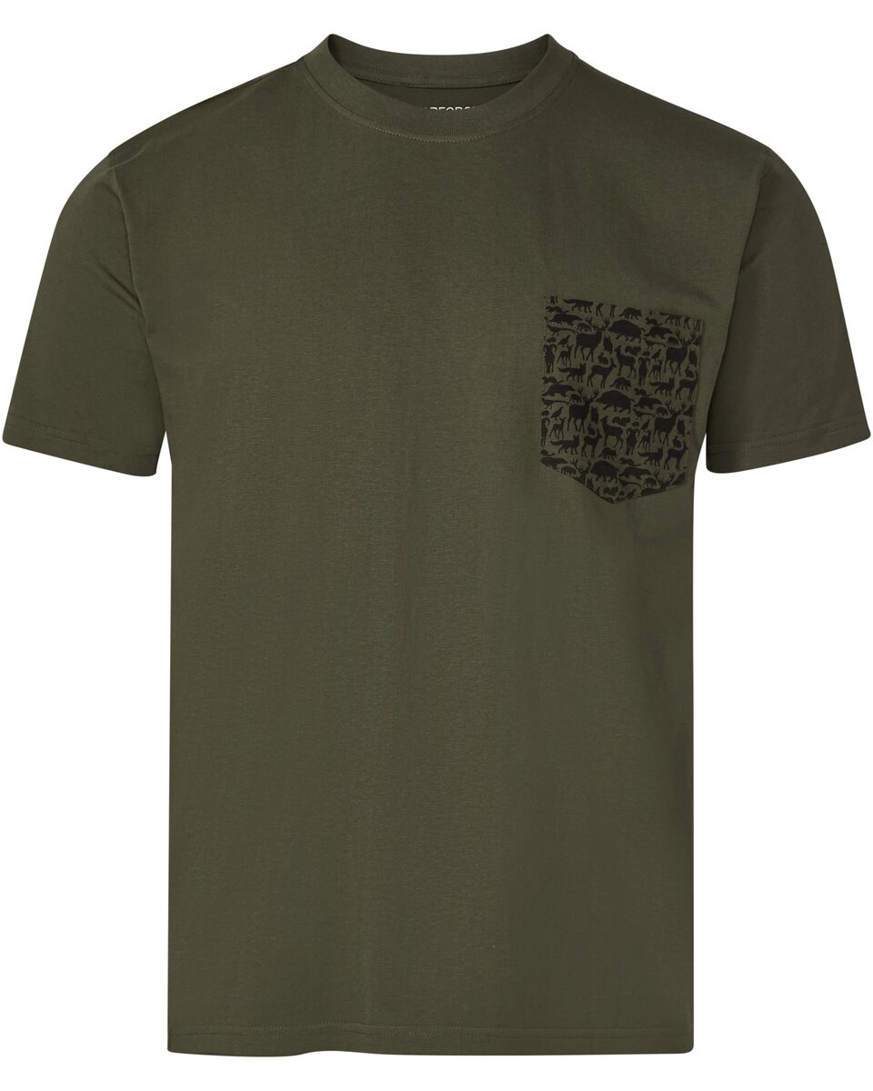 Parforce T-Shirt Breast Pocket Forest Animals (Olive/Black)