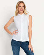 Reitmayer Sleeveless blouse with stand-up collar (White)
