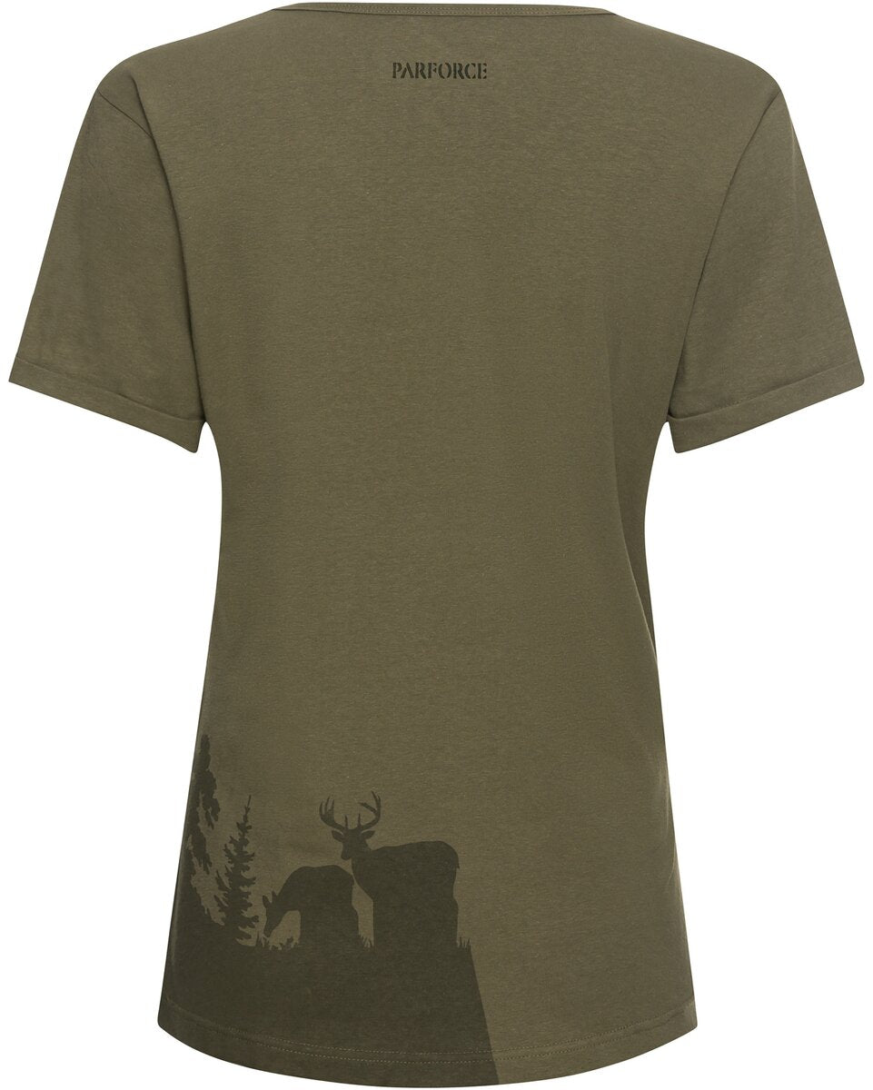 Parforce Women's T-Shirt Deer Silhouette (Olive)