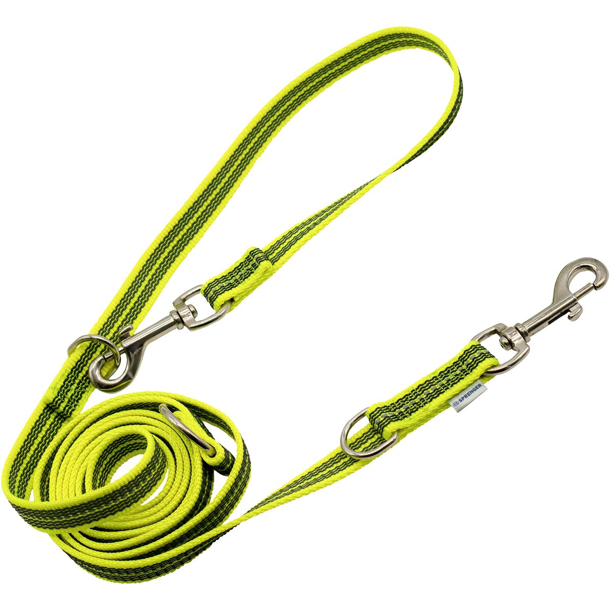 Sprenger Rubberized leash – 3-way adjustable (Signal yellow)