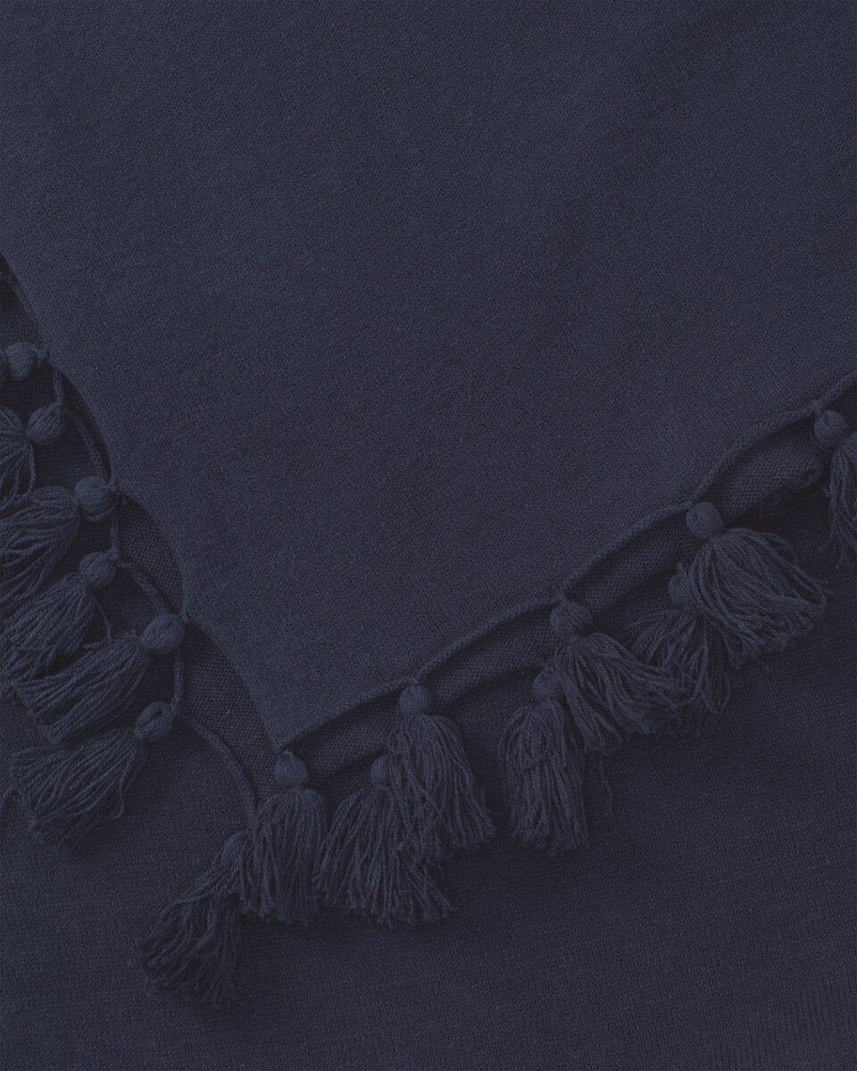 Luise Steiner Poncho with pom-poms (Marine)