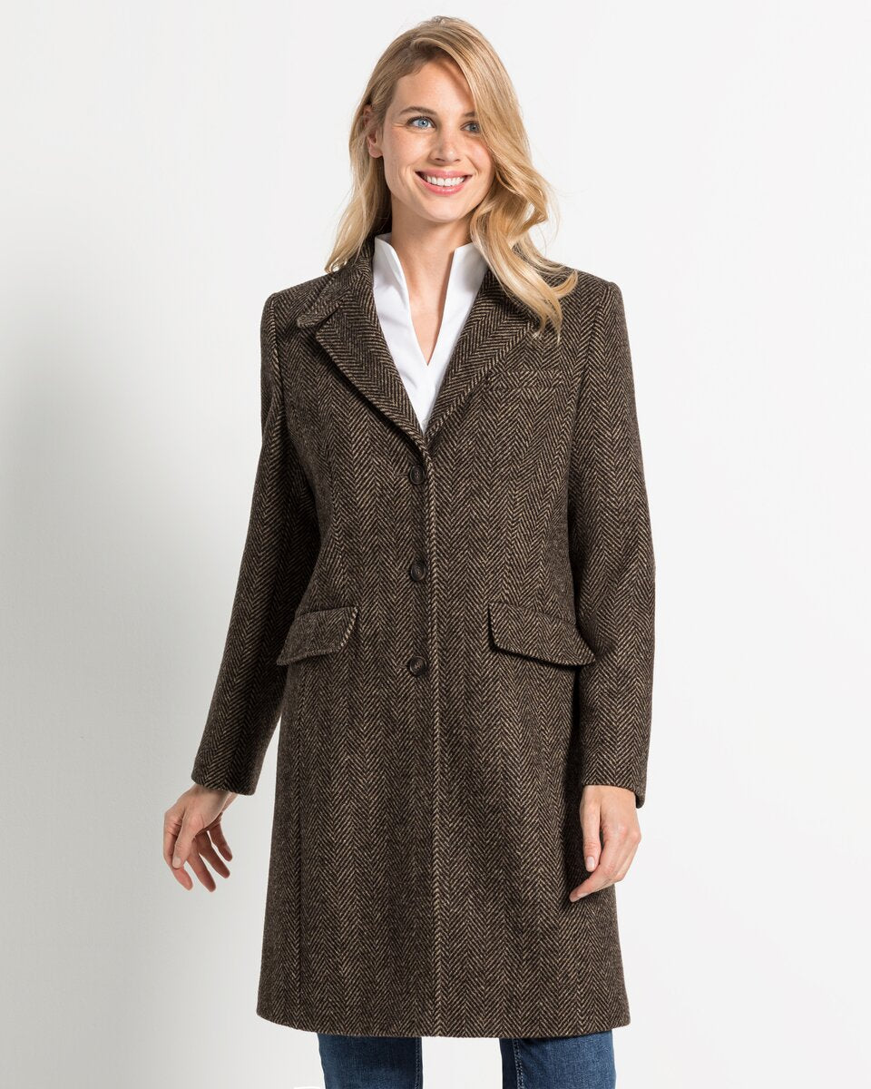 Highmoor Herringbone coat (Dark brown)