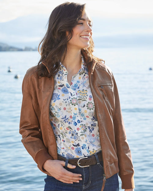 Brigitte von Schönfels Nappa leather jacket (Cognac)