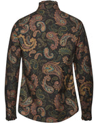 Reitmayer Stand-up collar blouse with paisley pattern (Black green)