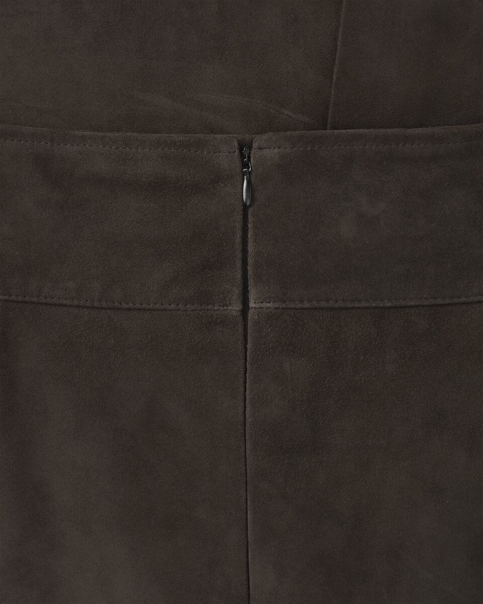 Highmoor Wide leather skirt with slit (Brown)